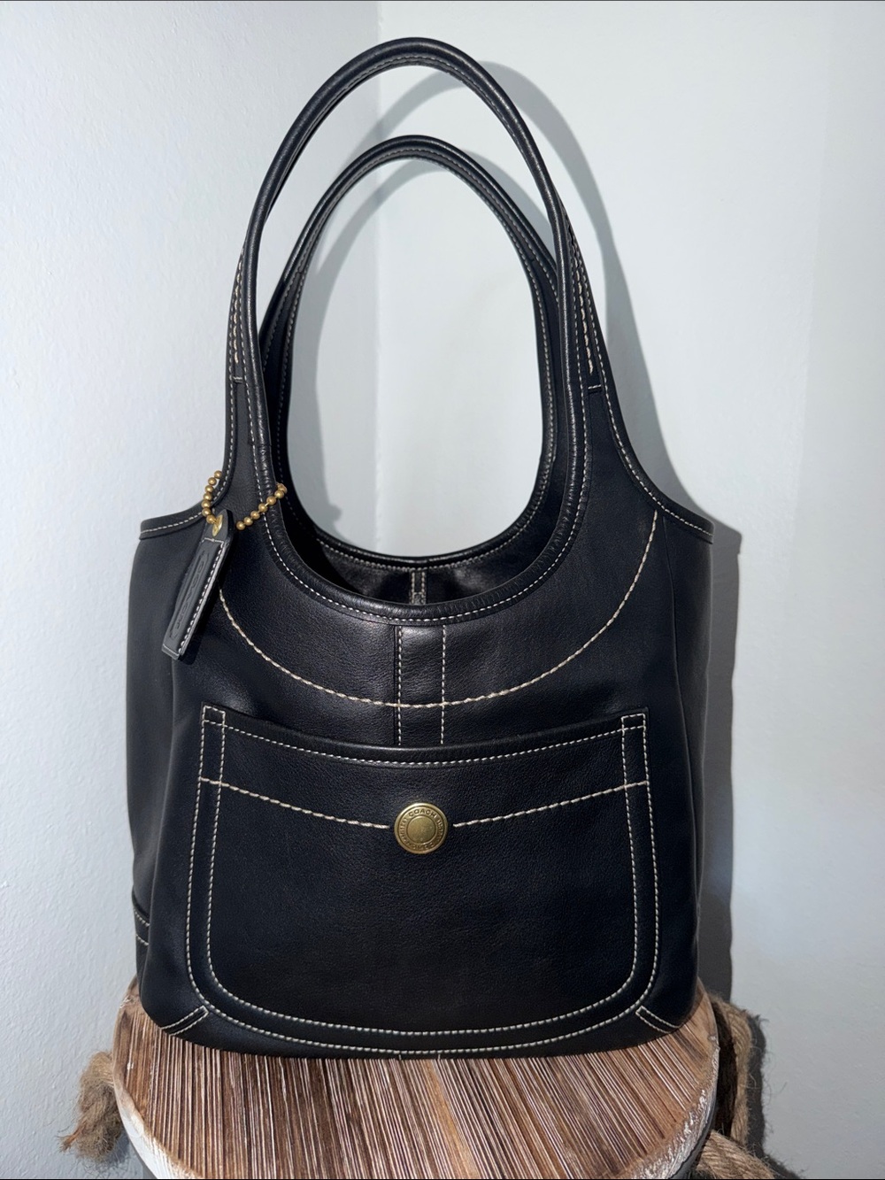 Coach Y2K ERGO LEGACY Black Leather Tote